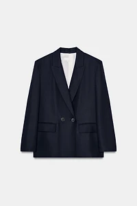 BLAZER CROISÉ EN LIN À MANCHES RETROUSSÉES