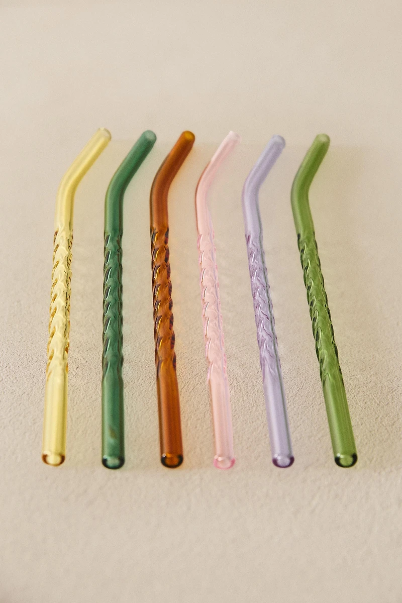 COLORED BOROSILICATE GLASS STRAW PACK (PACK OF 6)