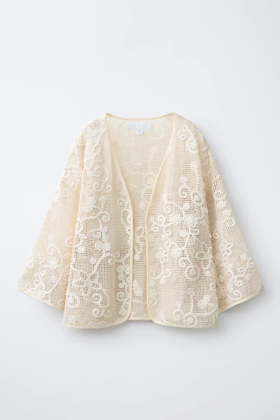 EMBROIDERED FLOWER KIMONO