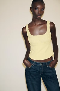 MIXED INTERLOCK POPLIN TOP