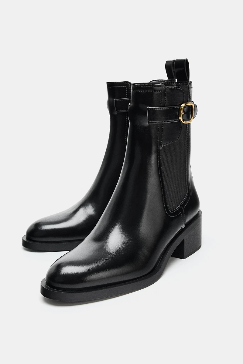BUCKLE DETAIL ANKLE BOOTS