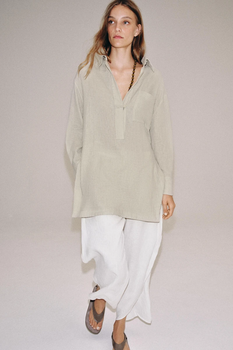 ZW COLLECTION ASYMMETRIC STRIPED SHIRT