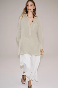 ZW COLLECTION ASYMMETRIC STRIPED SHIRT