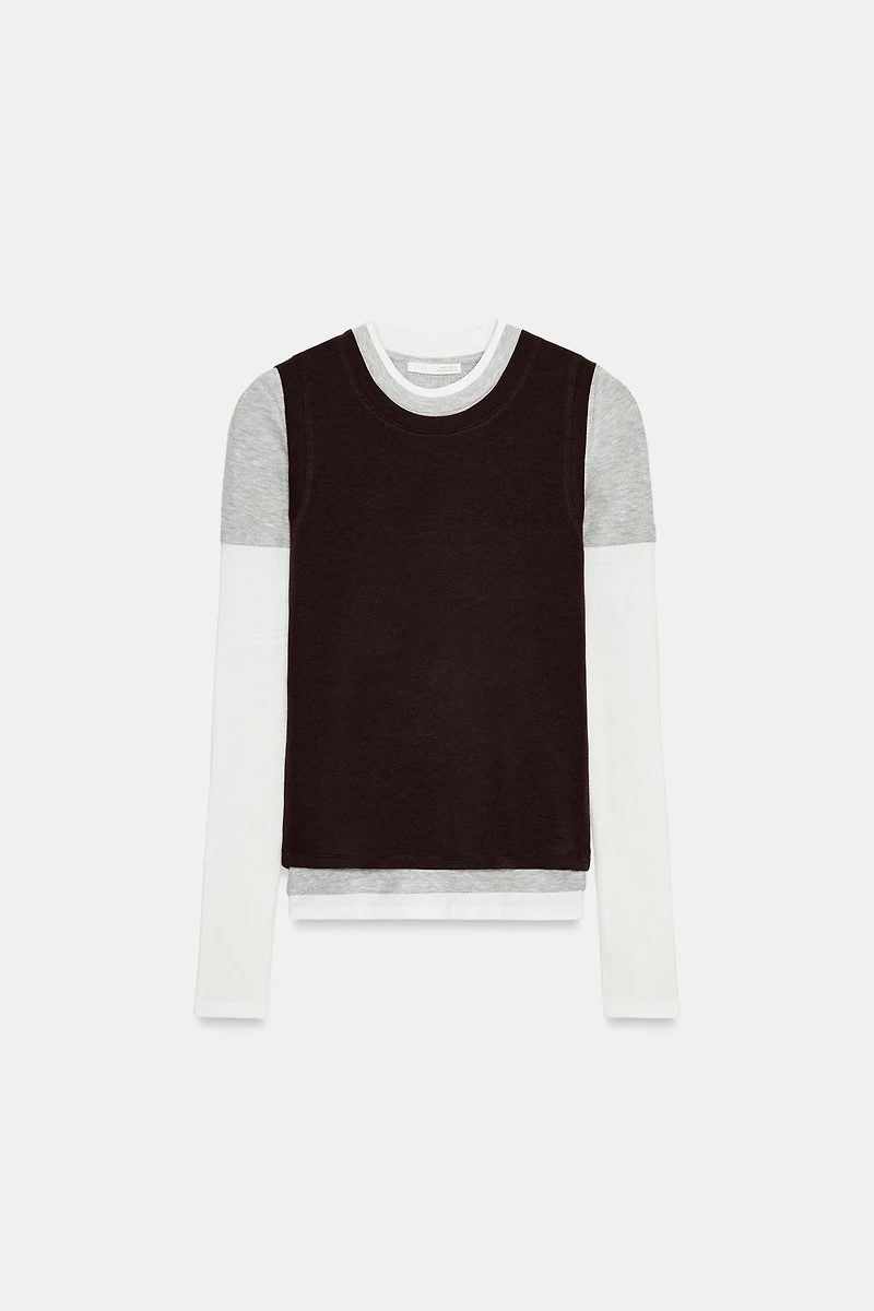 LONG SLEEVE TRIPLE EFFECT T-SHIRT