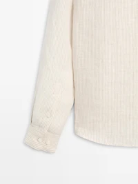Regular fit striped 100% linen shirt