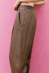 100% LINEN STRIPED PANTS