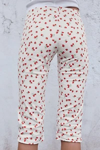 STRAWBERRY PRINT CAPRI PANTS