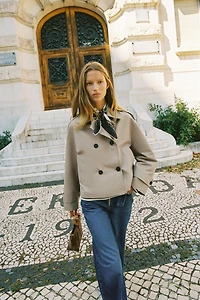DOUBLE BREASTED SHORT TRENCH COAT