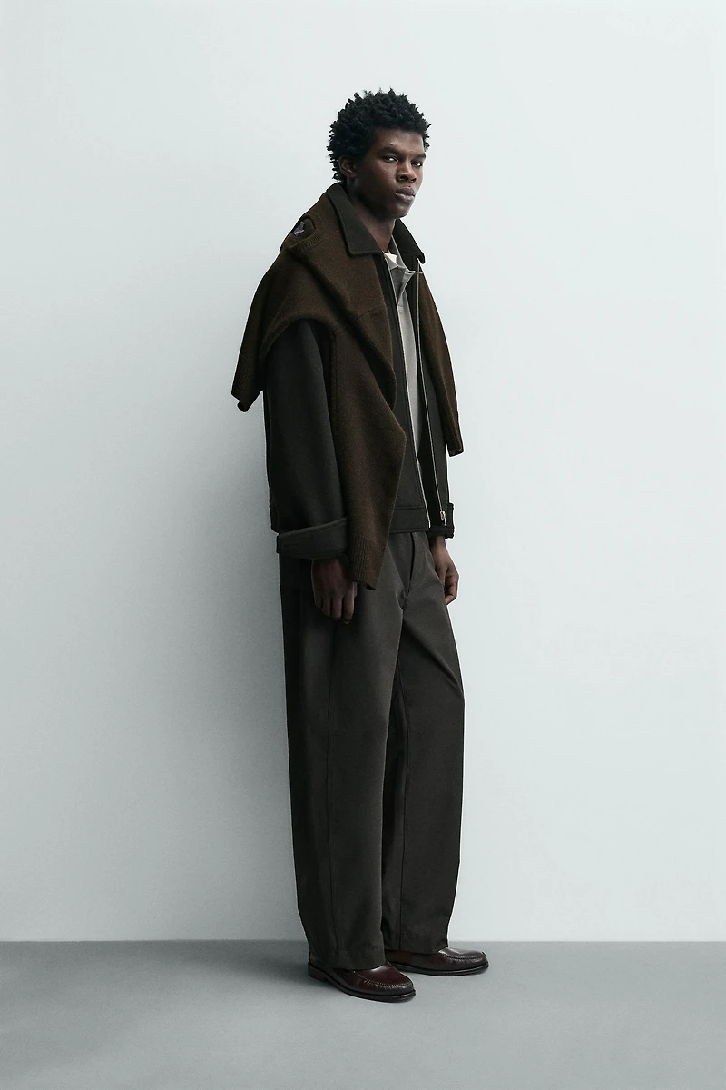 WOOL EFFECT ZIPPER JACKET