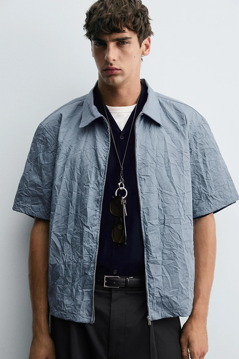 CHEMISE EFFET FROISSÉ FERMETURE ÉCLAIR