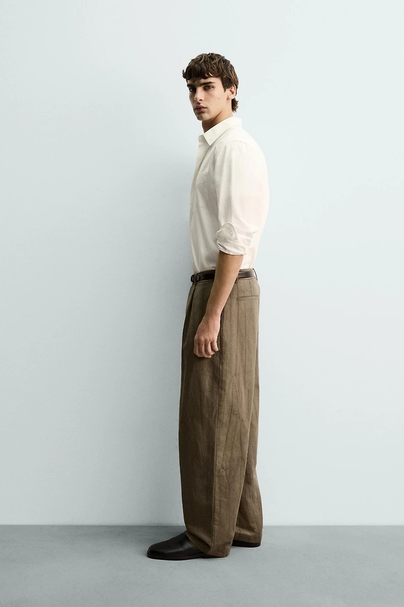 TIE-DYE PRINT PLEATED PANTS