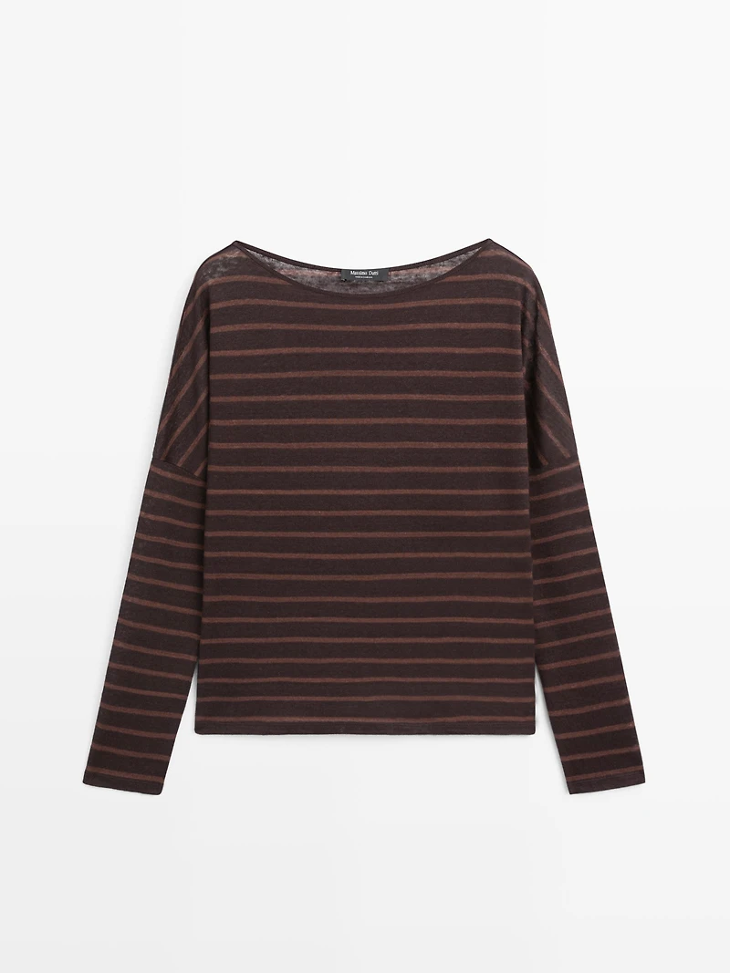 Striped linen knit T-shirt