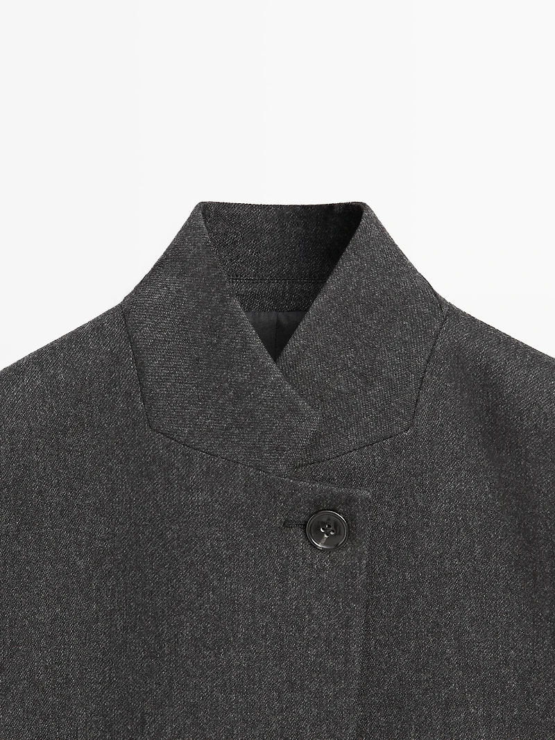 Wool blend three-button blazer