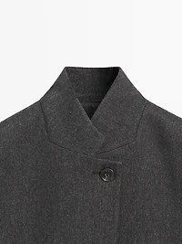 Wool blend three-button blazer