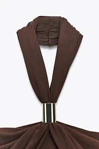 BODY EN POLYAMIDE HALTER PIÈCE MÉTALLIQUE