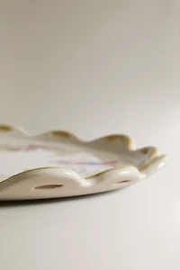 CERAMIC FLORAL DESSERT PLATE