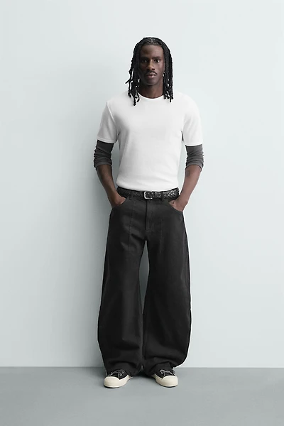 ZIPPERED BALLOON FIT JEANS