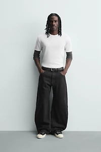 ZIPPERED BALLOON FIT JEANS