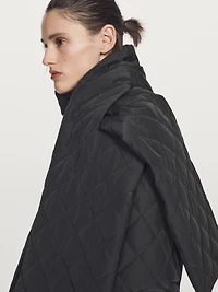 Water-repellent puffer jacket with scarf detail