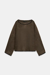 CONTRAST TOPSTITCH KNIT JUMPER