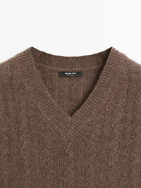 Knit wool blend V-neck vest