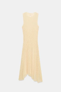 GATHERED LACE MIDI DRESS