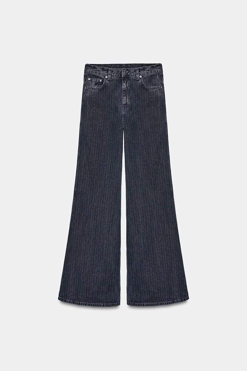 ZW COLLECTION HIGH-WAIST STRIPED FLARE JEANS