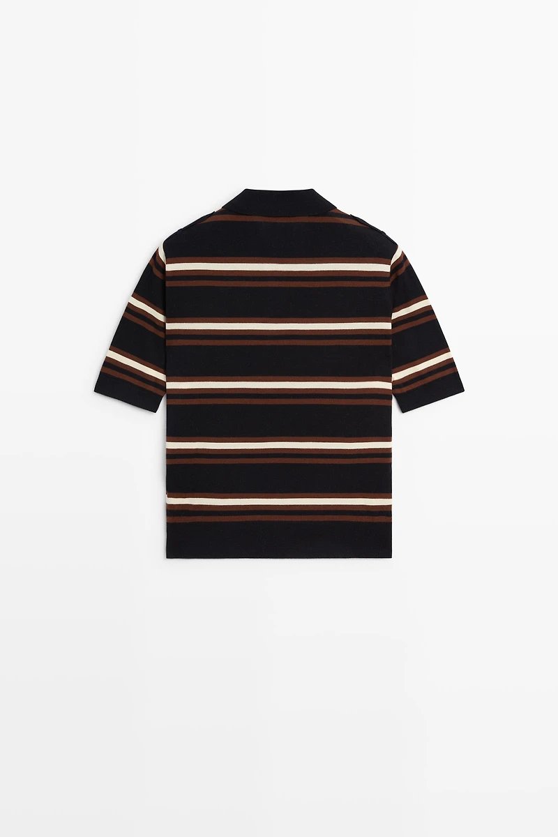 100% Cotton Striped Knit Polo