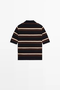 100% Cotton Striped Knit Polo