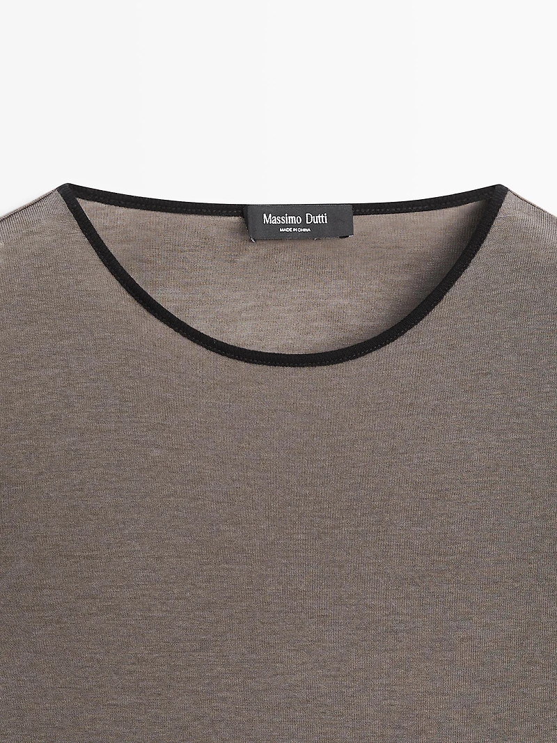 Wool blend T-shirt with contrast detail