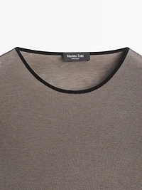 Wool blend T-shirt with contrast detail