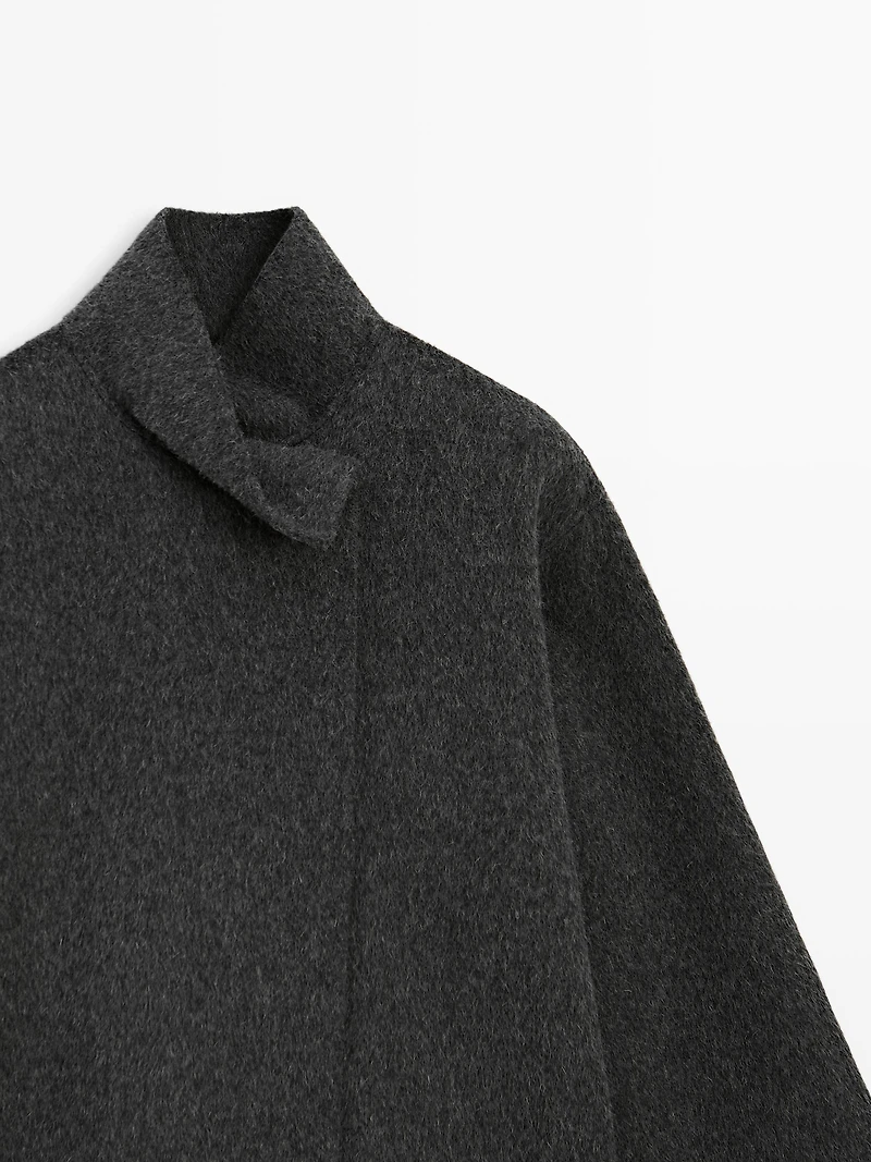 Manteau cape à col montant en laine mélangée