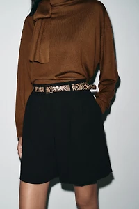 PLEATED BELTED SHORTS