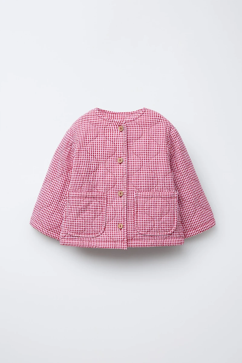 GINGHAM PRINT QUILTED JACKET