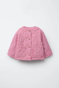 GINGHAM PRINT QUILTED JACKET