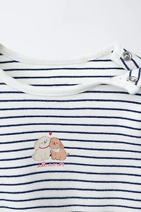 DOG PRINT STRIPED BODYSUIT AND LEGGINGS SET