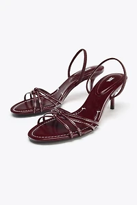 STITCHING DETAIL HEELED SANDALS
