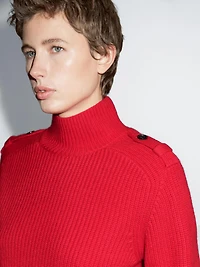 Pull épaule fantaisie en laine mélangée