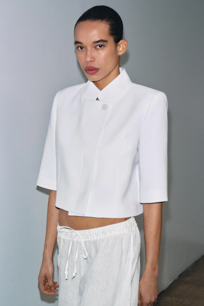 SHORT SLEEVE CROPPED BLAZER ZW COLLECTION