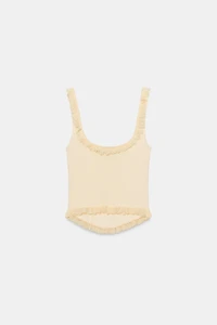 RIBBED RUFFLE TOP