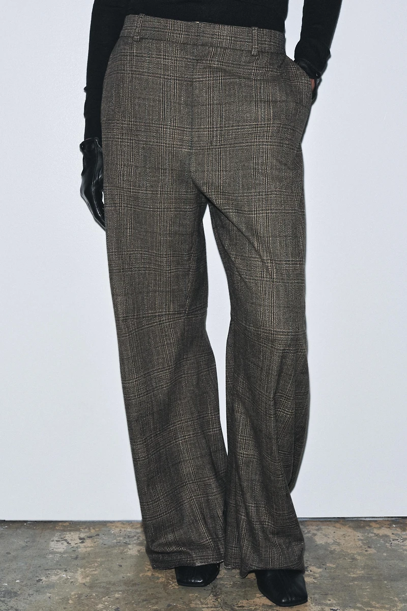 CHECKED WOOL BALLOON PANTS ZW COLLECTION