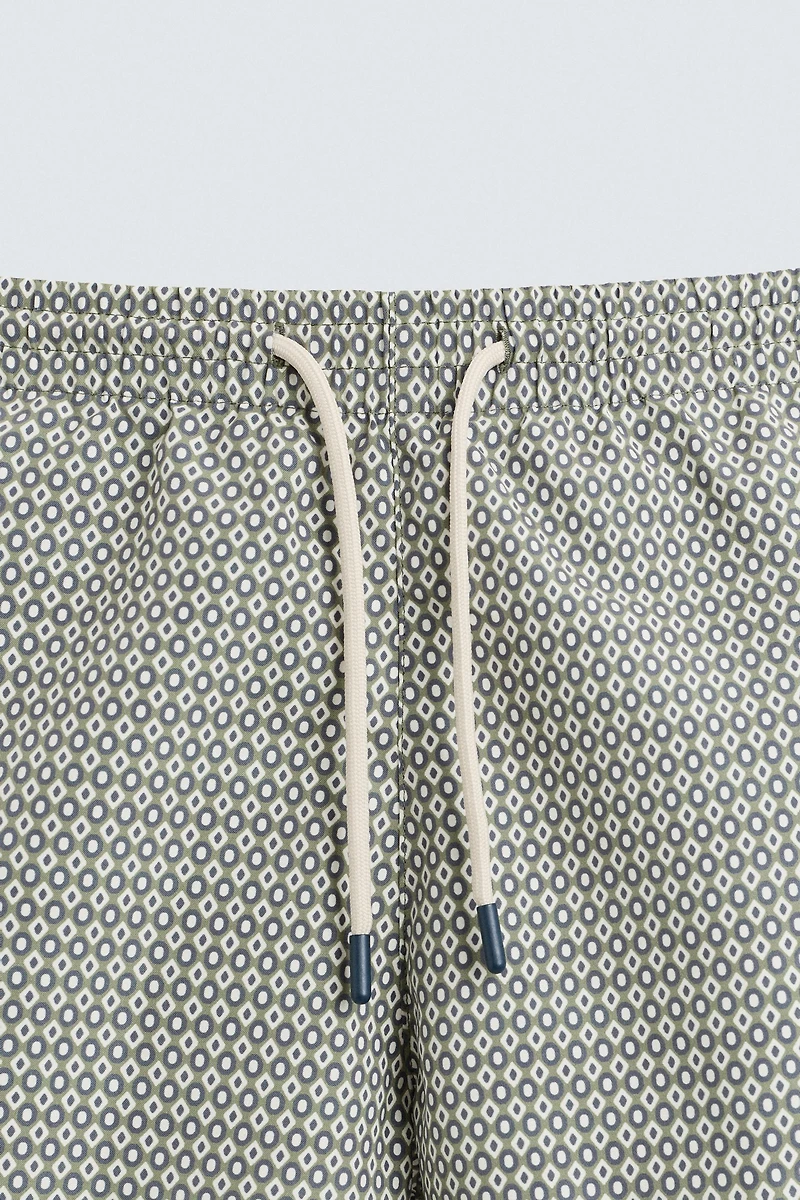 GEOMETRIC PRINT MID-LENGTH SWIMSUIT