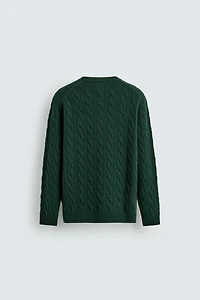 100% WOOL CABLE-KNIT JUMPER
