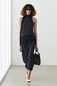 Draped balloon midi skirt