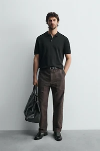 VISCOSE BLEND KNIT POLO SHIRT