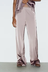 HIGH-WAISTED SATIN PANTS