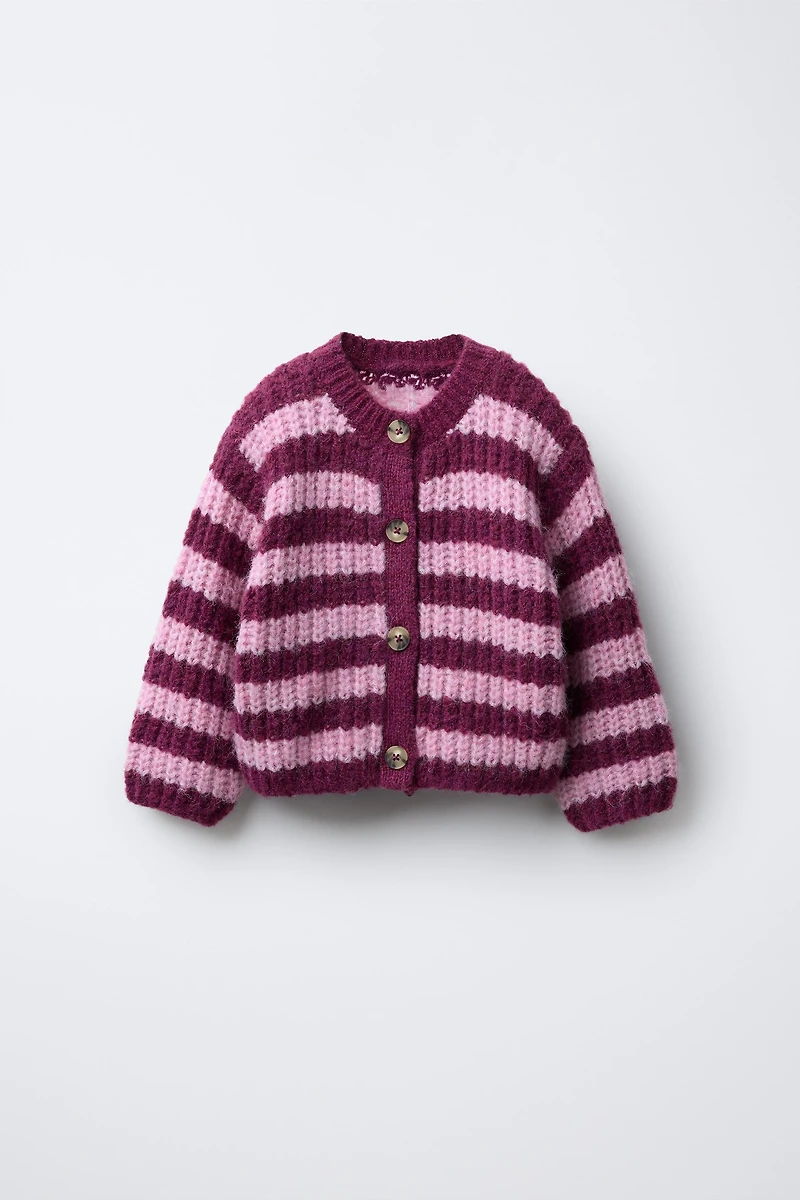 STRIPED CHUNKY CARDIGAN