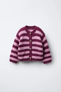 STRIPED CHUNKY CARDIGAN