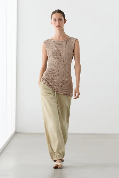 Knit cotton blend top