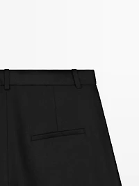 Long flannel Bermuda shorts with darts